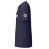 Premium Happy Husband Society hoodie, left sleeve view in Heather Navy with white Wife N Happy D hidden message text.