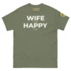 Classic Happy Husband Society T-Shirt in Navy with white Wife N Happy D hidden message typography.